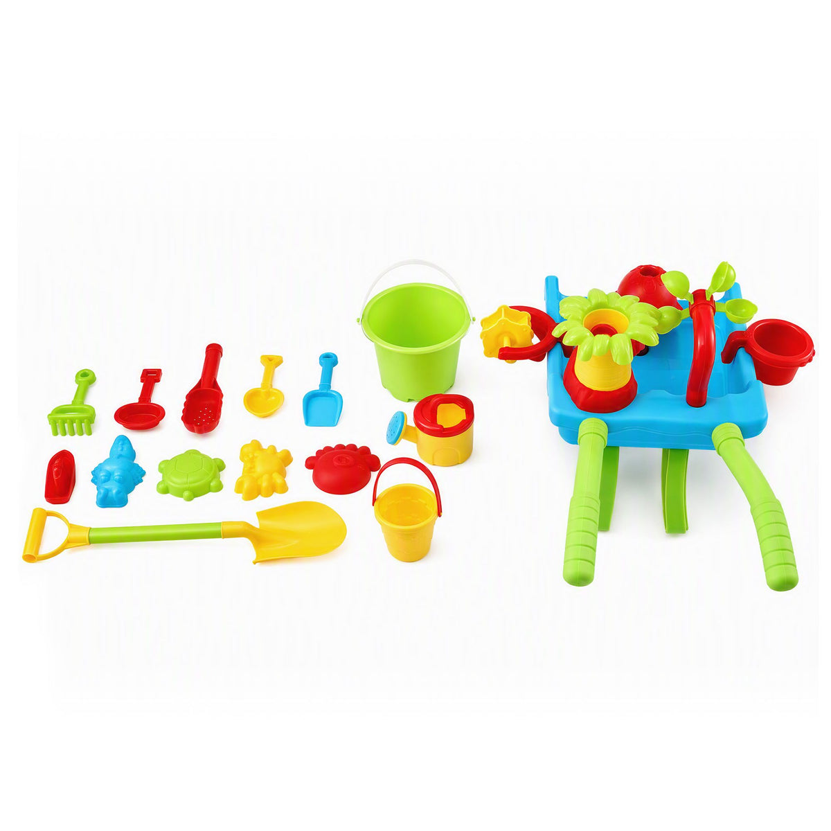 Kids Sandpit Beach Toys Set Wheelbarrow Shovels Animal Molds Sand Play