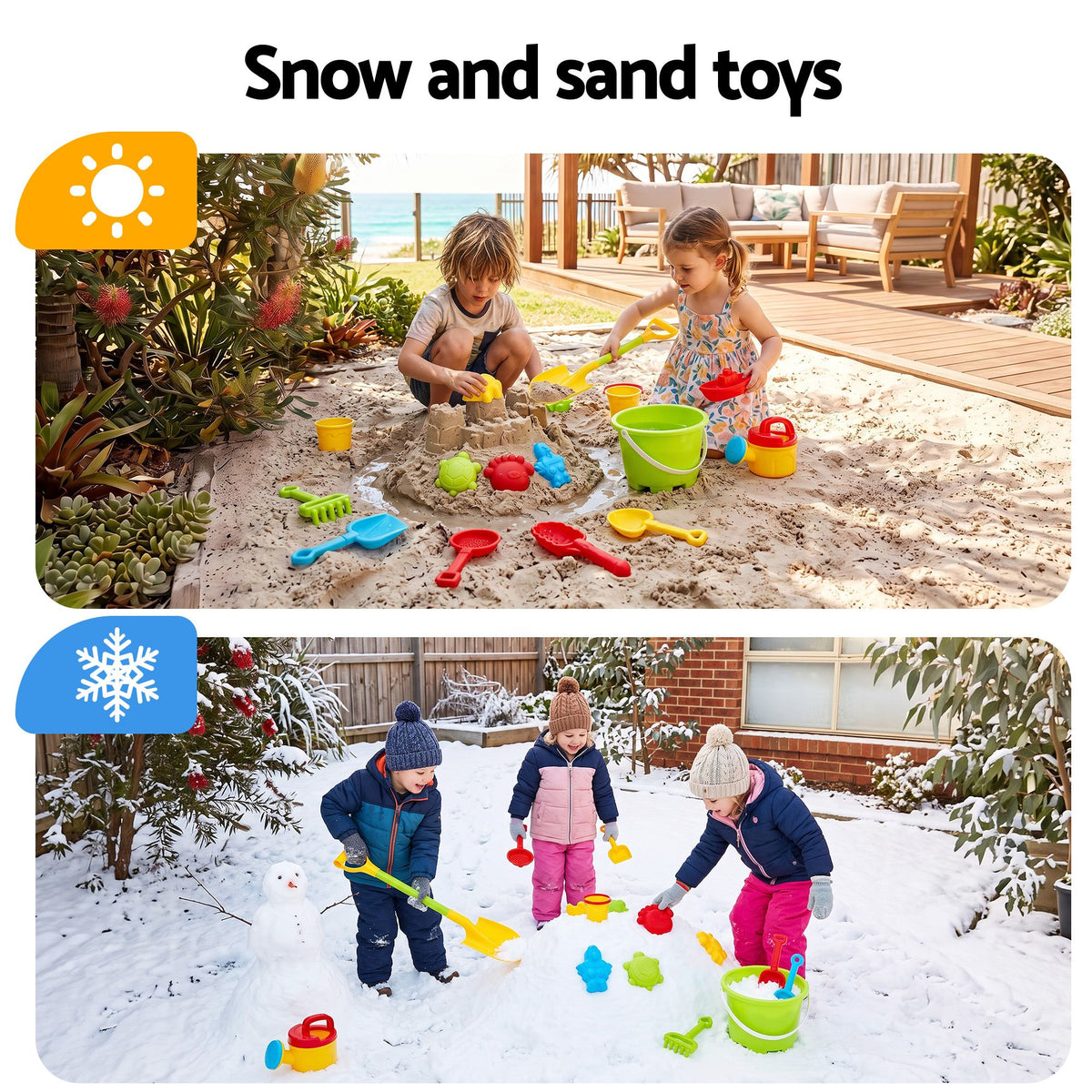 Kids Sandpit Beach Toys Set Wheelbarrow Shovels Animal Molds Sand Play