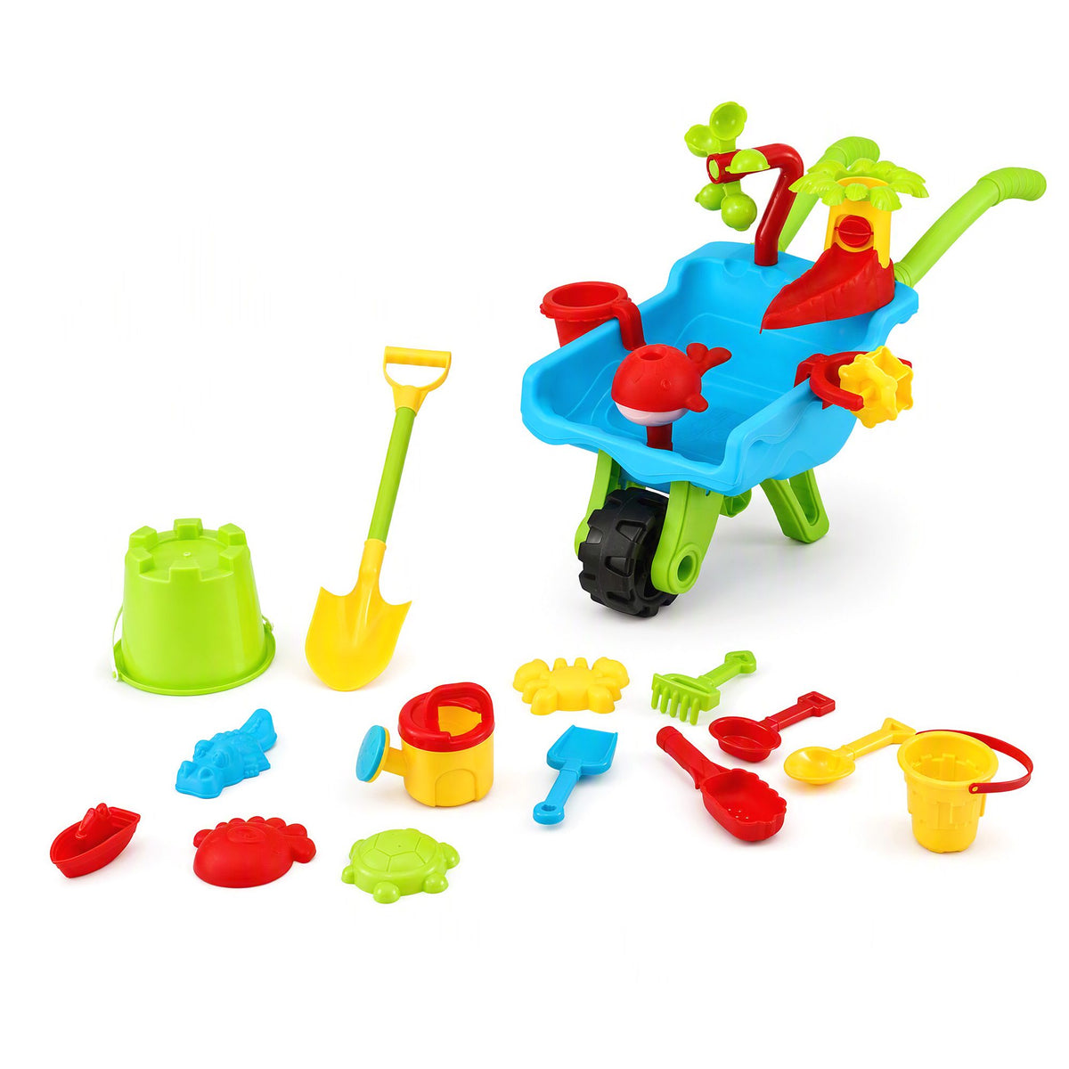 Kids Sandpit Beach Toys Set Wheelbarrow Shovels Animal Molds Sand Play