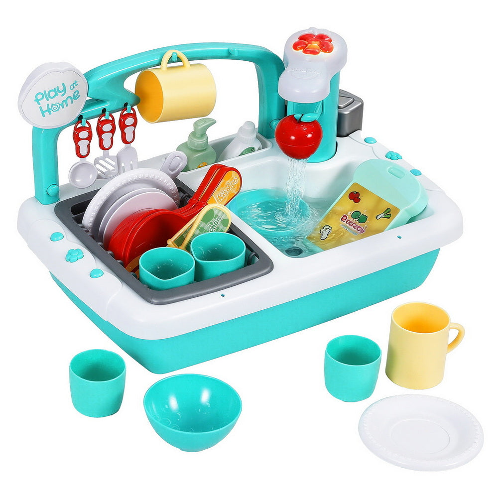 Kids Kitchen Play Set Play Pretend Sink Dishwasher Toys Green
