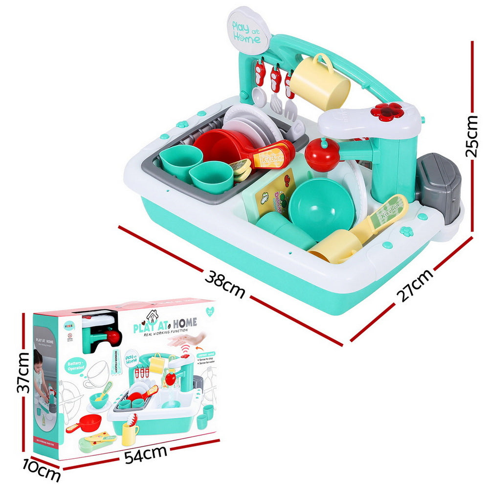 Kids Kitchen Play Set Play Pretend Sink Dishwasher Toys Green