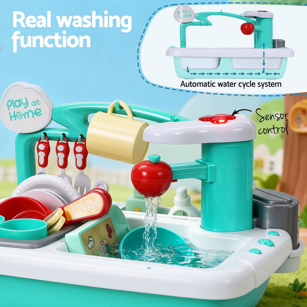 Kids Kitchen Play Set Play Pretend Sink Dishwasher Toys Green