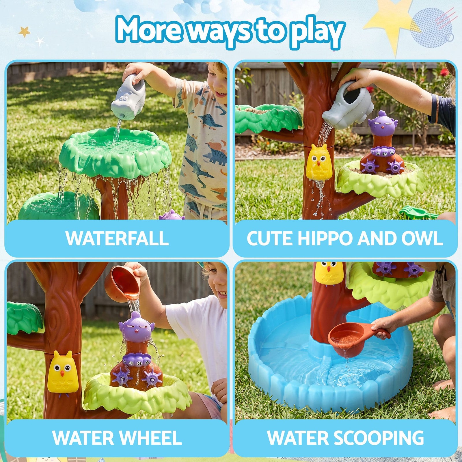 62cm Tree Water Table Kids Sandpit Toys Set with Shovels Molds for Sand Play