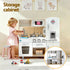 Kids Kitchen Play Set Wooden Pretend Toys Cooking Children Clock Beige