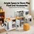 Keezi Kids Wooden Kitchen Playset 2-piece Pretend Toy Kitchen 29pc Food Set