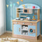 Kids Wooden Kitchen Play Set 80cm Blue Pretend Cooking Toy with Accessories