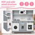 Keezi Wooden Play Kitchen Pretend Kitchen 82cm Kids Toy Food Set Grey