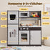 Keezi Kids Play Kitchen Pretend Toy Kitchen With Wooden Play Food Set
