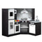 Keezi Kids Kitchen Play Set Wooden Pretend Cooking Playset w/Sounds Lights Black