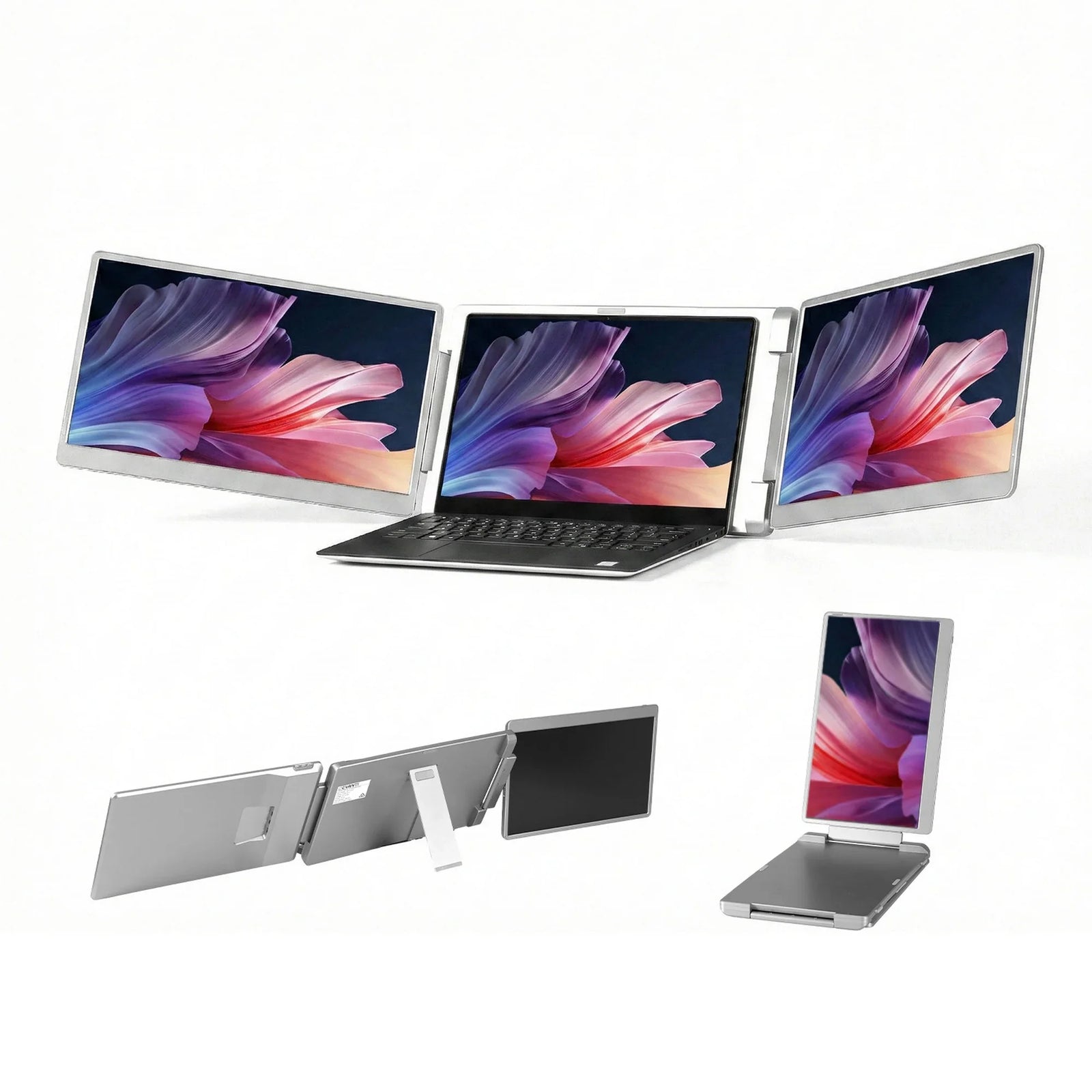 Triple Portable Monitor Laptop Screen Extender 15.6