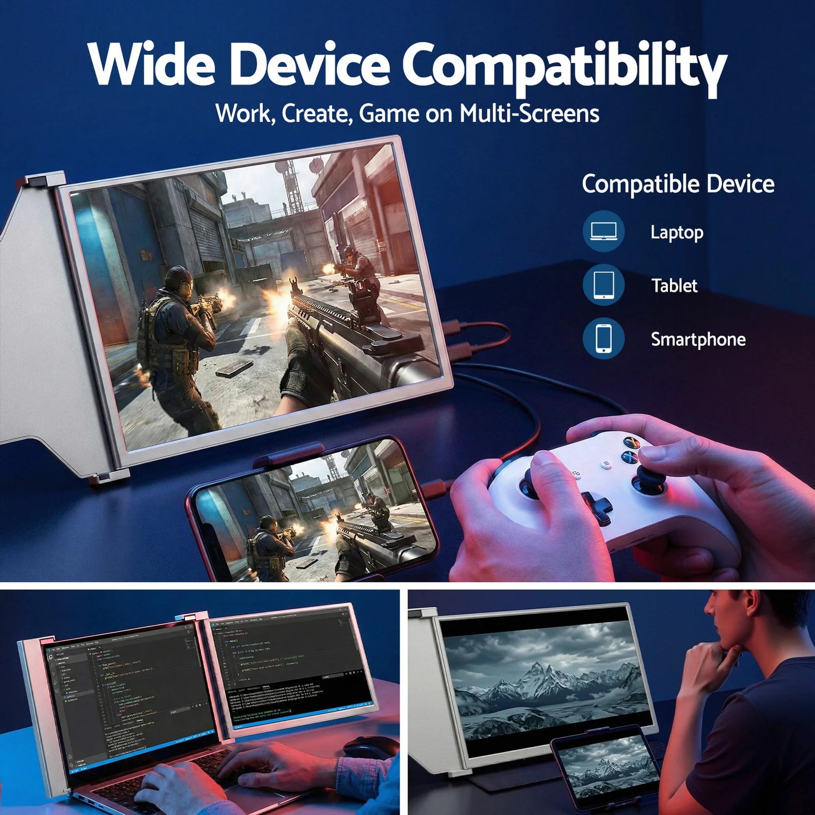 Portable Monitor Laptop Screen Extender Dual Display 1080P IPS USB C