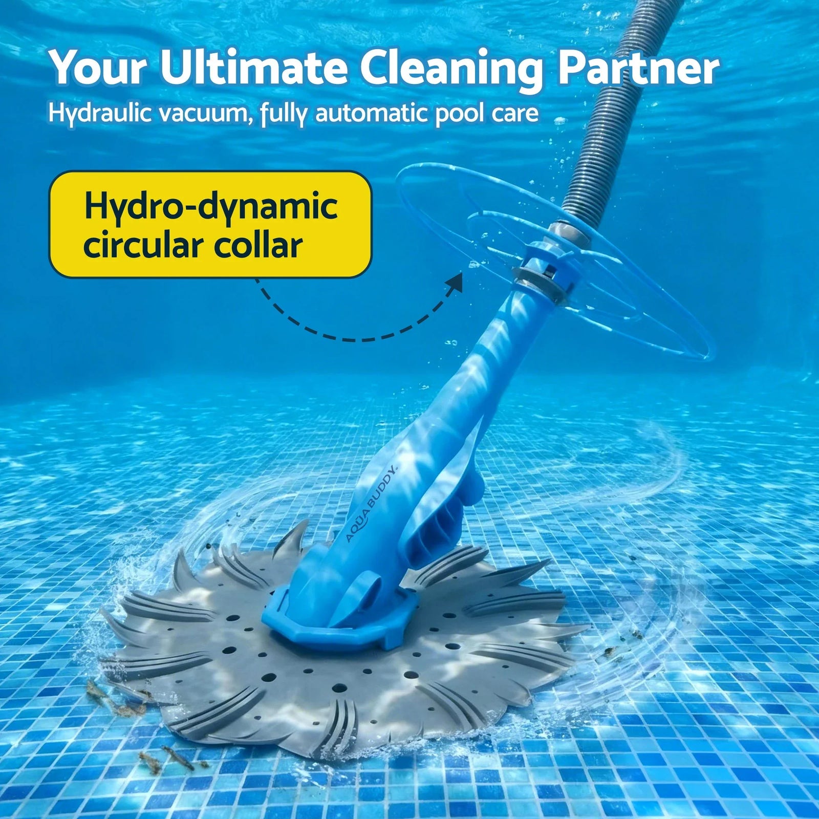 Vacuum Pool Cleaner Automatic Swimming Pool Floor Climb Wall Grey