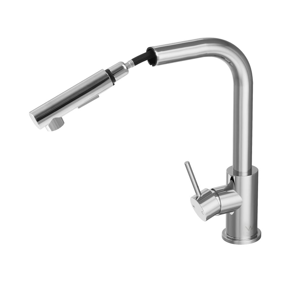 Pull Out Kitchen Mixer Faucet Swivel 2 Modes Chrome