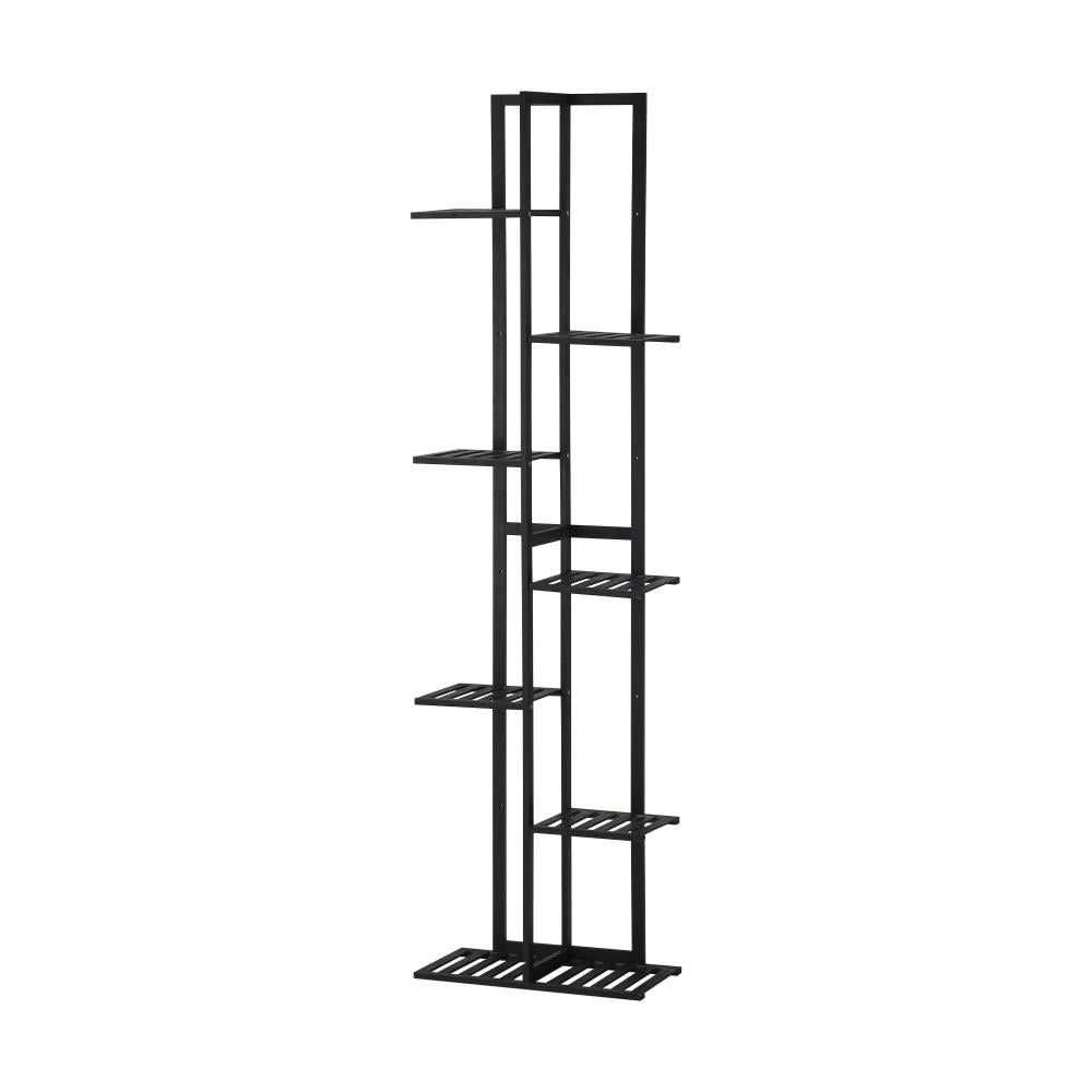 7 Tiers Bamboo Plant Stand Staged Black