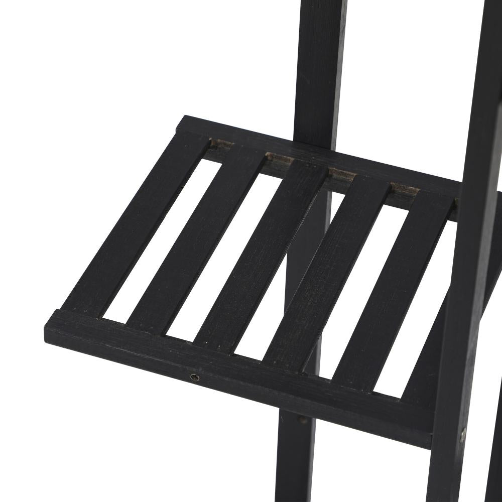 7 Tiers Bamboo Plant Stand Staged Black