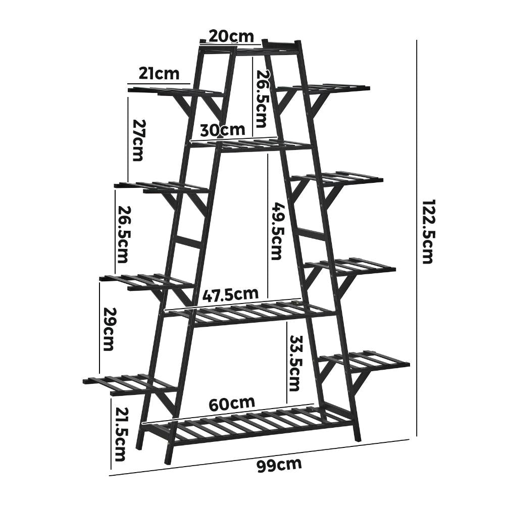 Plant Stand 12-shelf Bamboo Frame Black