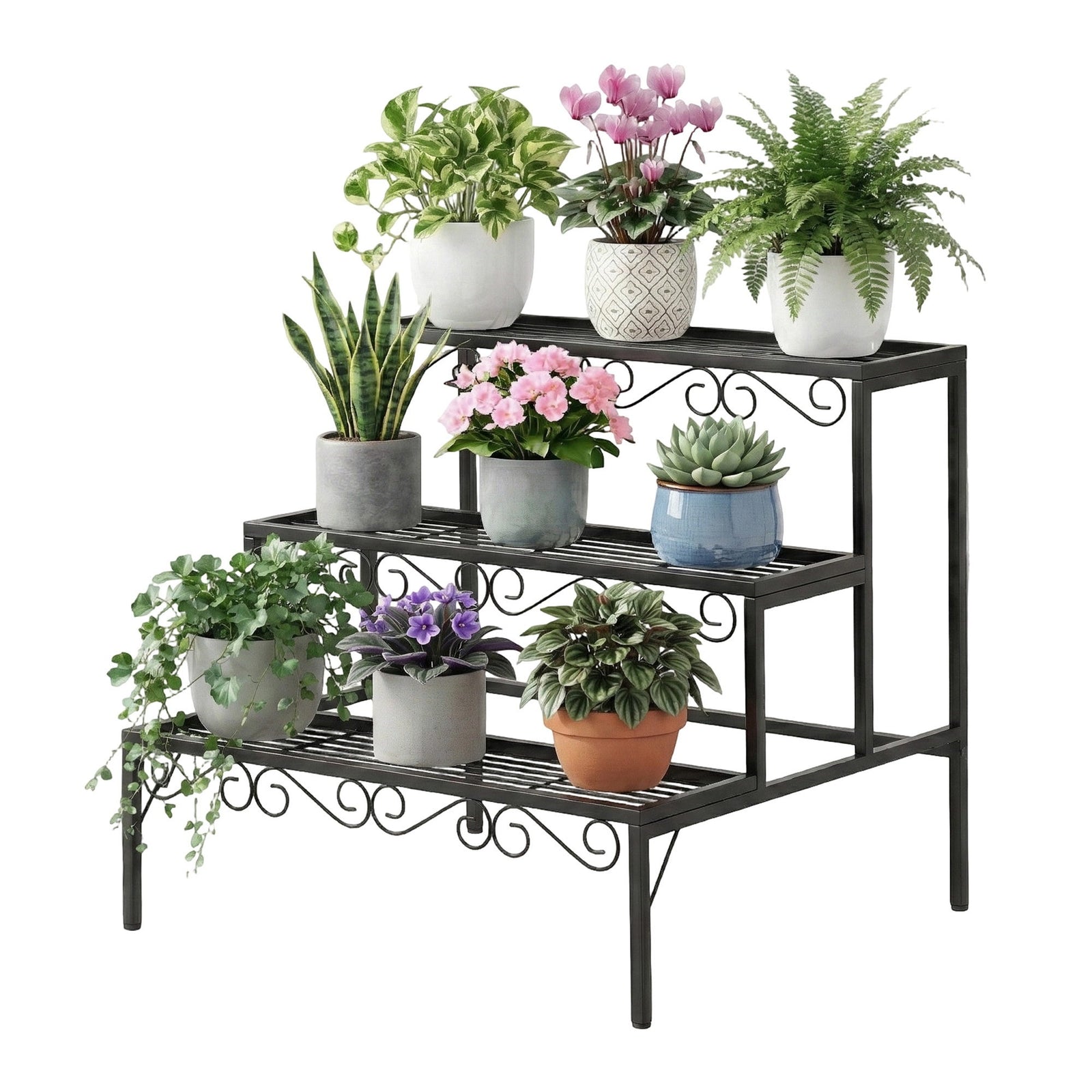 Plant Stand 3 Tier Metal Corner Plant Shelf Multiple Flower Holder Rack