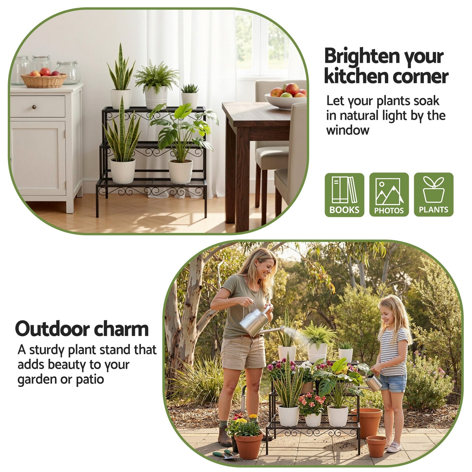 Plant Stand 3 Tier Metal Corner Plant Shelf Multiple Flower Holder Rack