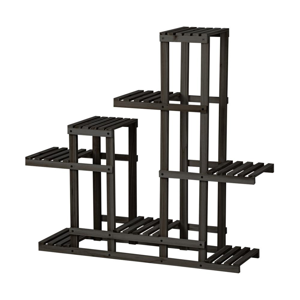 Plant Stand 6 Tiers Wooden Shelving Black