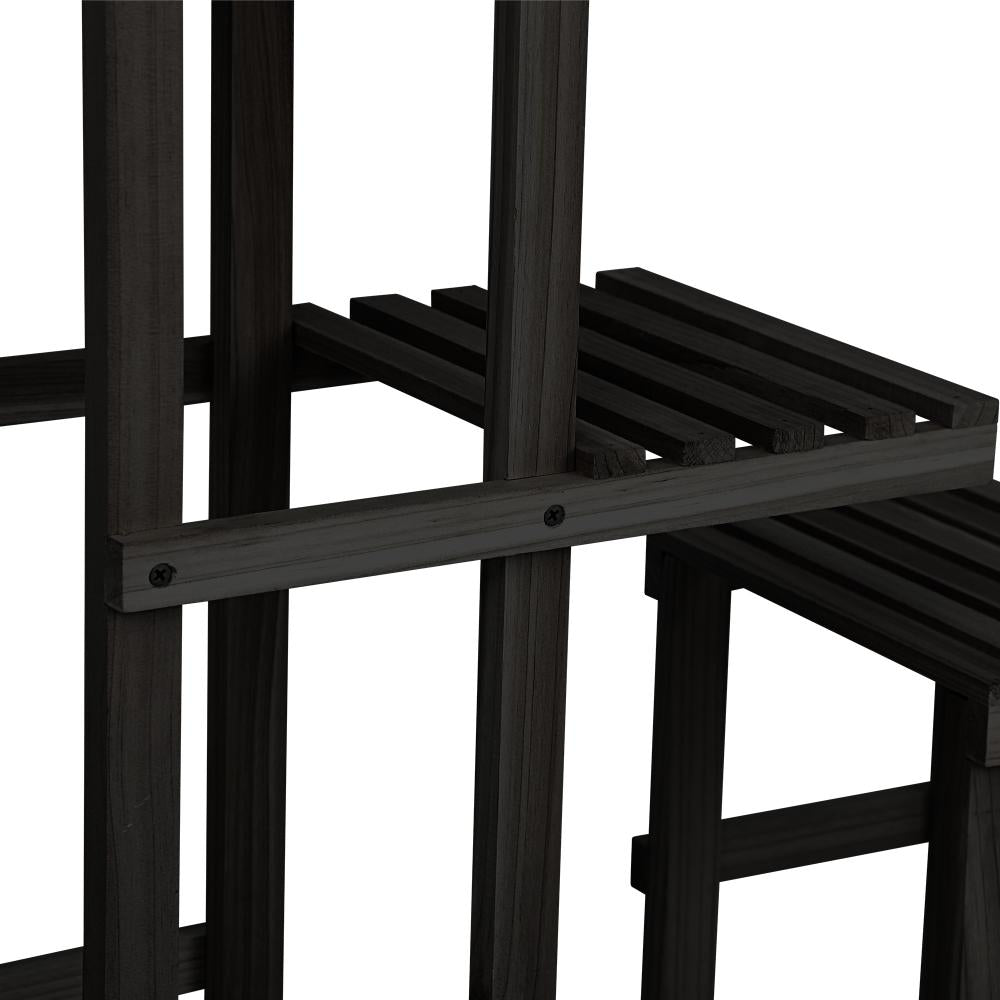 Plant Stand 6 Tiers Wooden Shelving Black