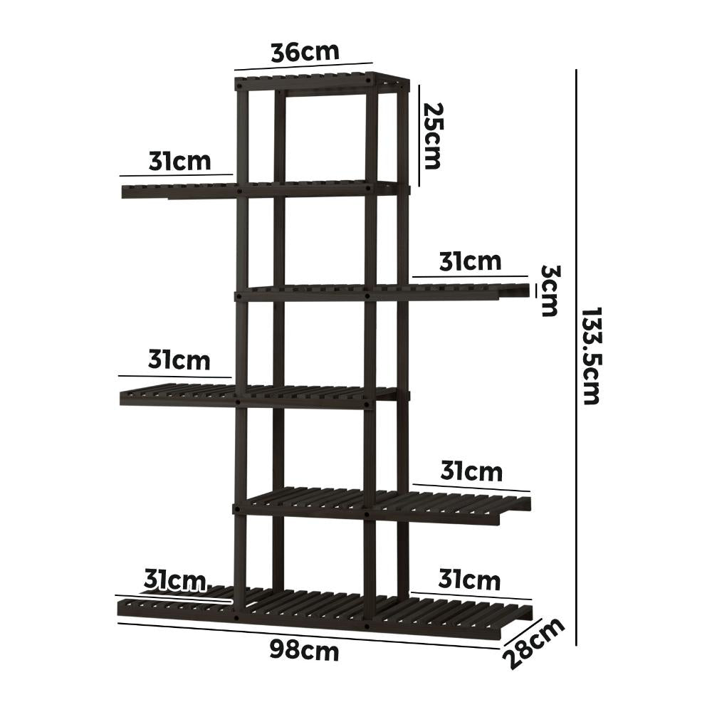 Plant Stand 6 Tiers Flower Pots Rack Black