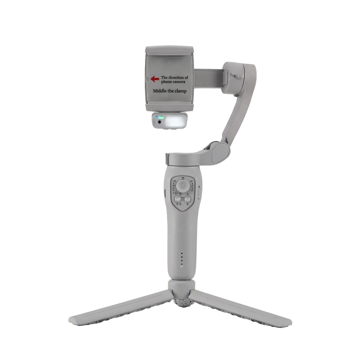Devanti 3-Axis Phone Gimbal Stabiliser Tripod AI Tracking RGB Fill Light Grey