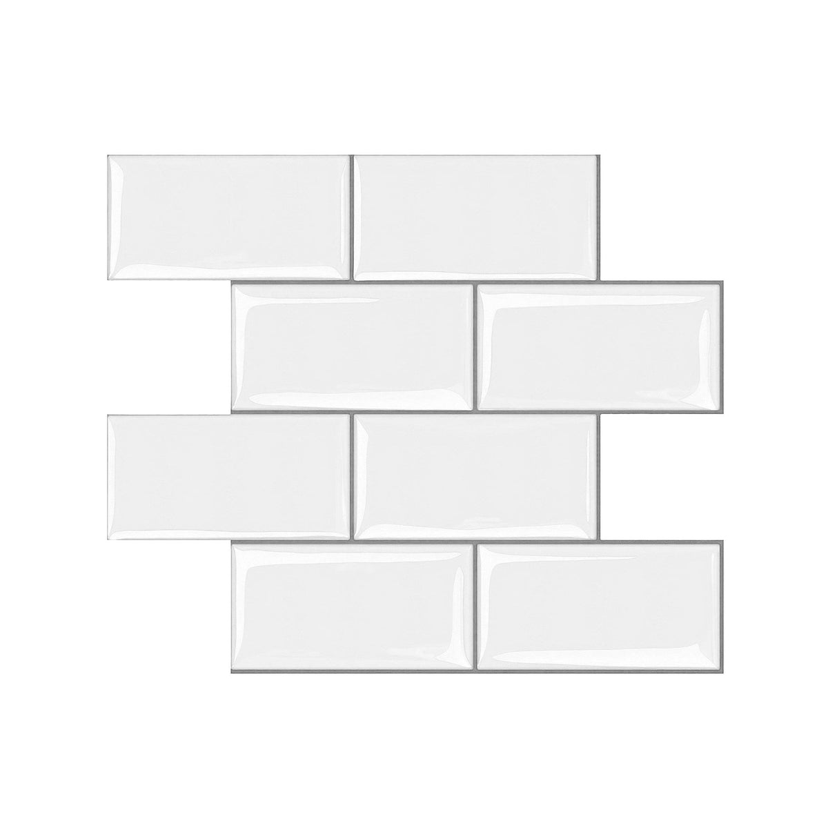 3D Peel and Stick Wall Tiles Self Adhesive Subway Backsplash 10 Sheets, White