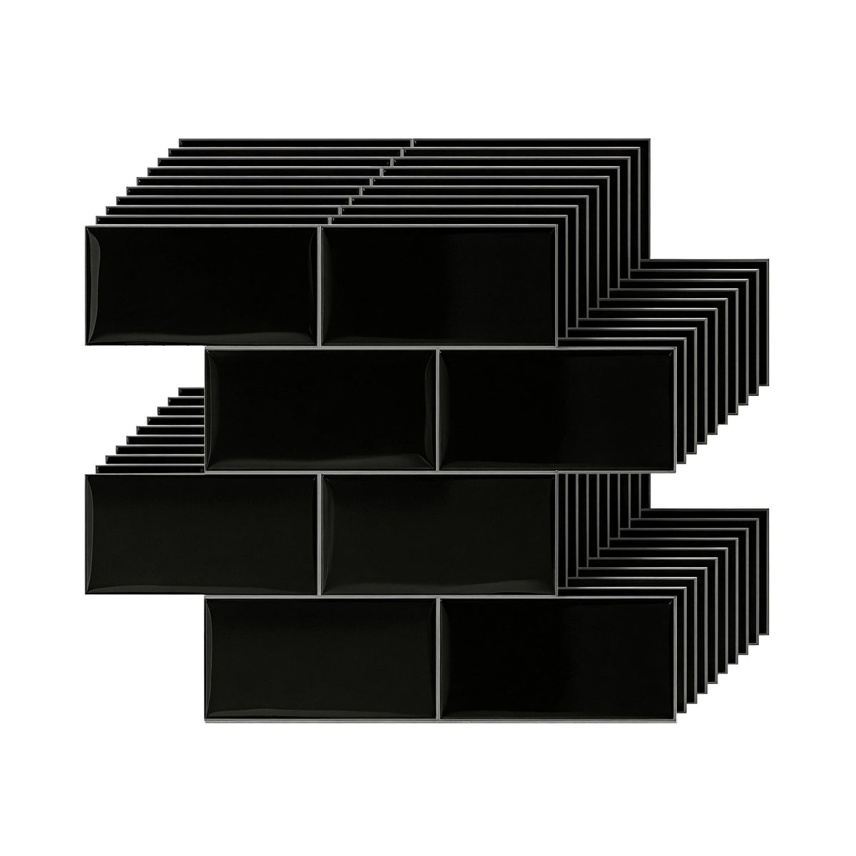 3D Peel and Stick Wall Tiles Self Adhesive Subway Backsplash 10 Sheets, Black