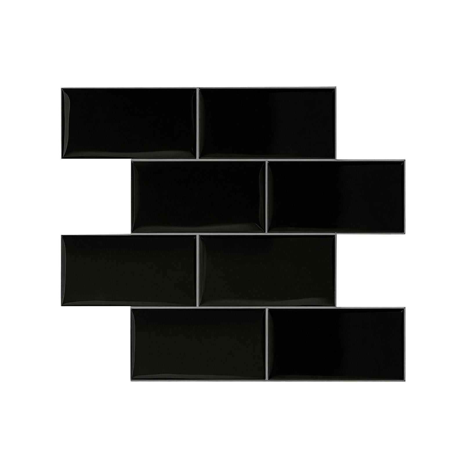3D Peel and Stick Wall Tiles Self Adhesive Subway Backsplash 10 Sheets, Black