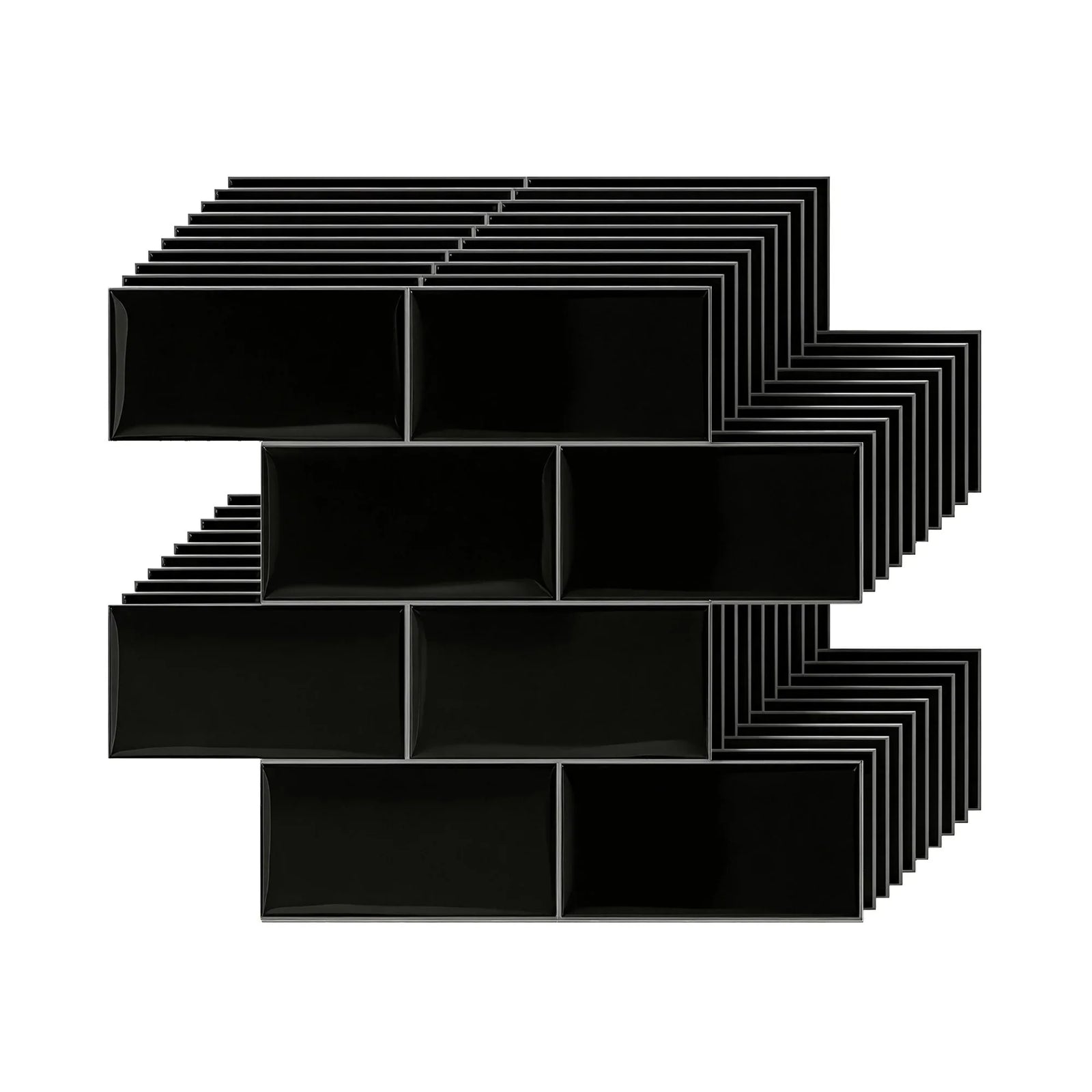3D Peel and Stick Wall Tiles Self Adhesive Subway Backsplash 10 Sheets, Black