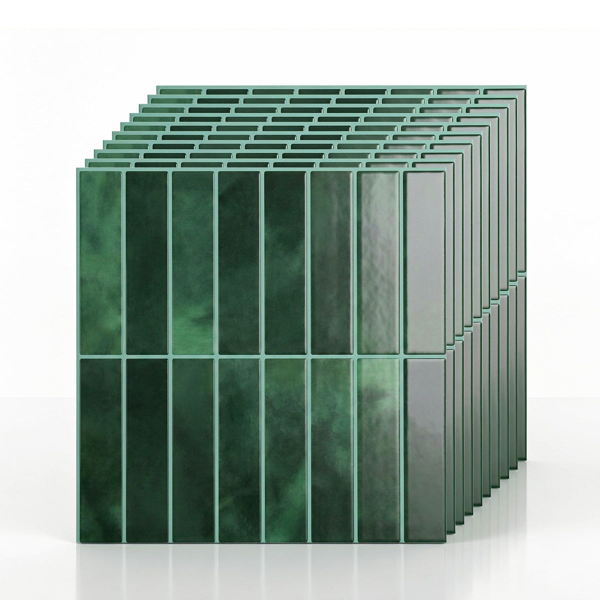 Green 3D Peel & Stick Wall Tiles Self Adhesive Kitchen Backsplash 10 Pack
