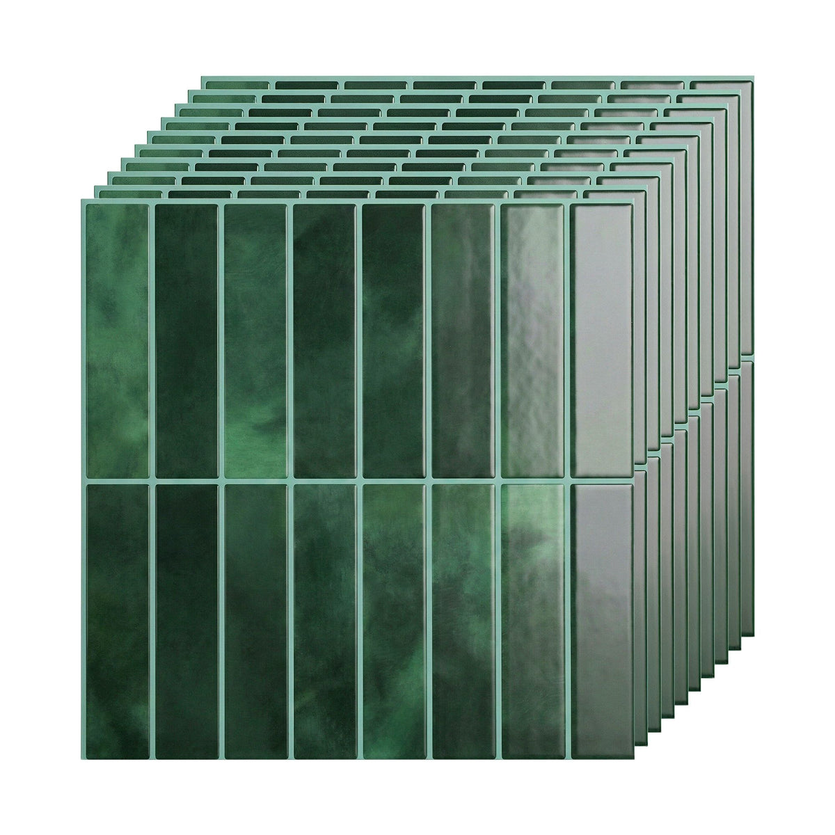 Green 3D Peel & Stick Wall Tiles Self Adhesive Kitchen Backsplash 10 Pack