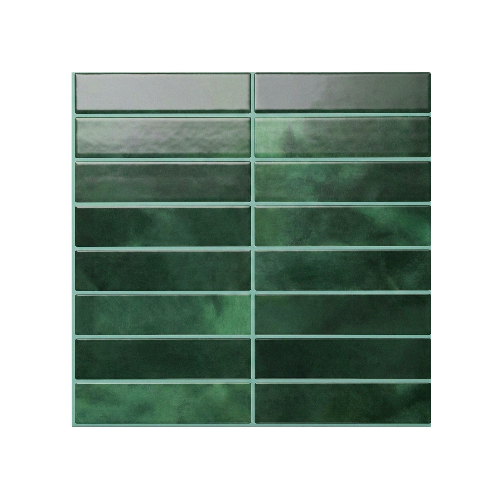 Green 3D Peel & Stick Wall Tiles Self Adhesive Kitchen Backsplash 10 Pack