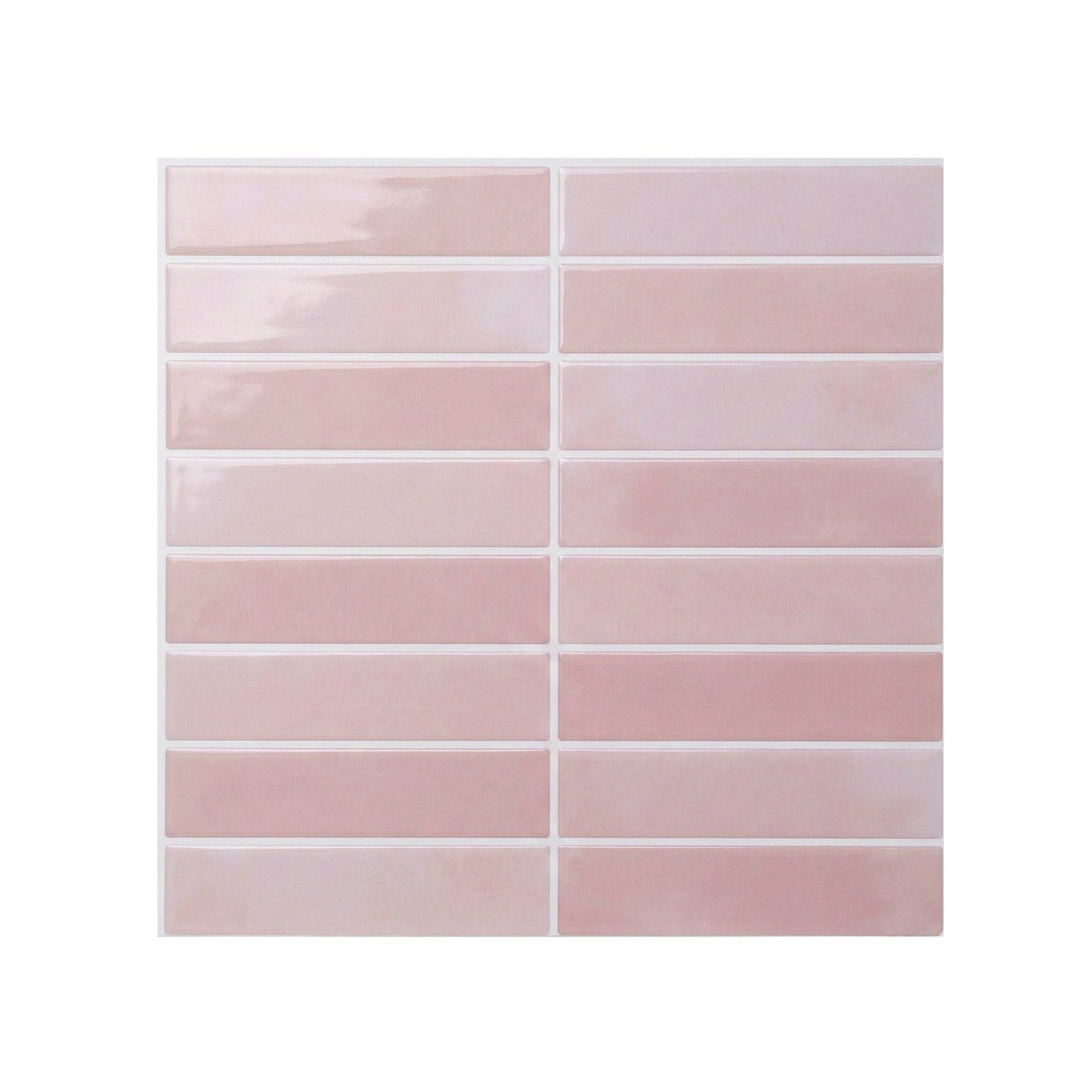 3D Peel and Stick Wall Tiles Self Adhesive LinearGrid Backsplash 10 Sheets, Pink