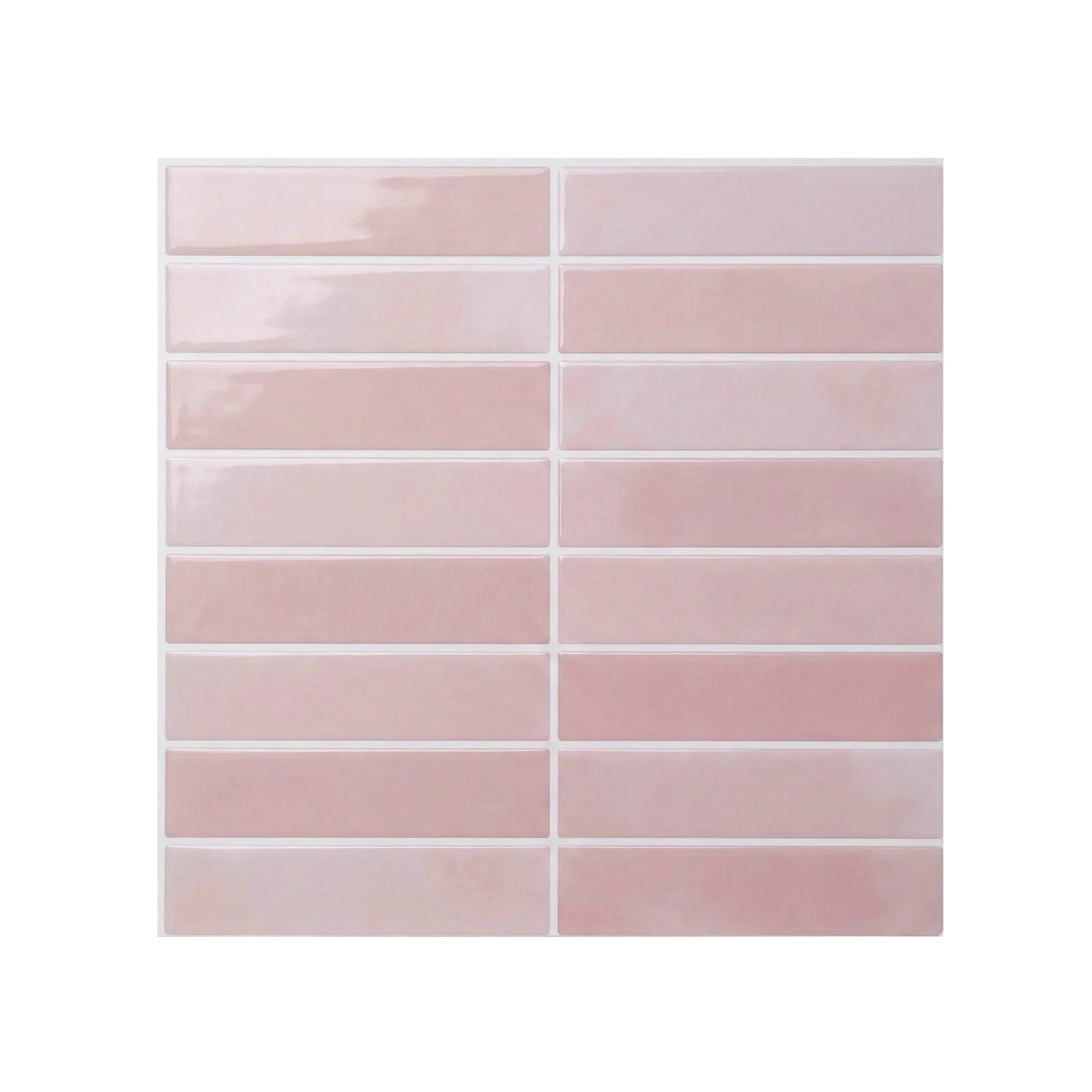 3D Peel and Stick Wall Tiles Self Adhesive LinearGrid Backsplash 10 Sheets, Pink