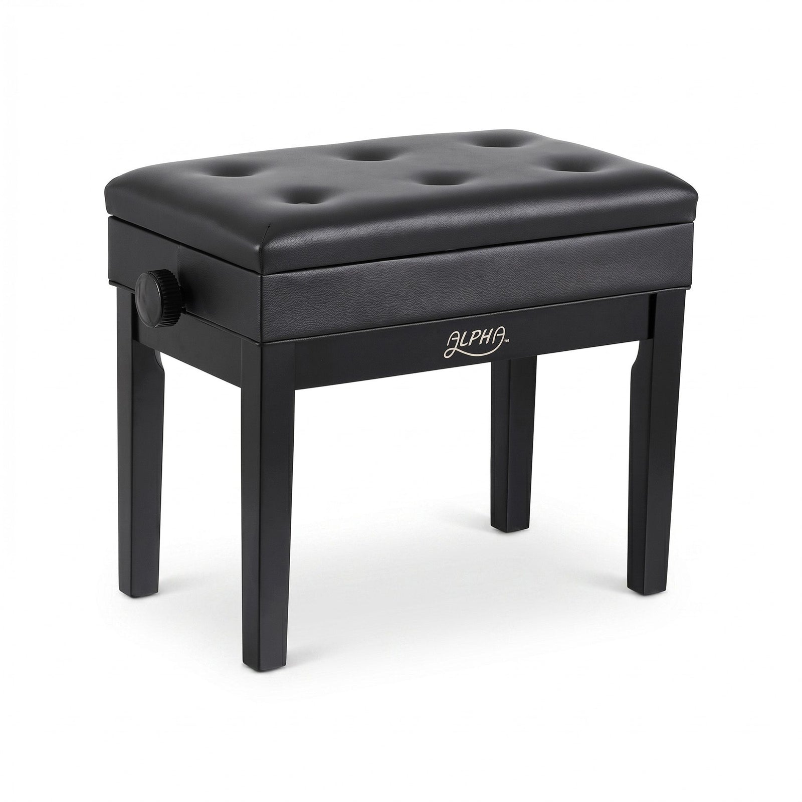 Adjustable Piano Bench Wooden Keyboard Seat Padded Music Chair Black