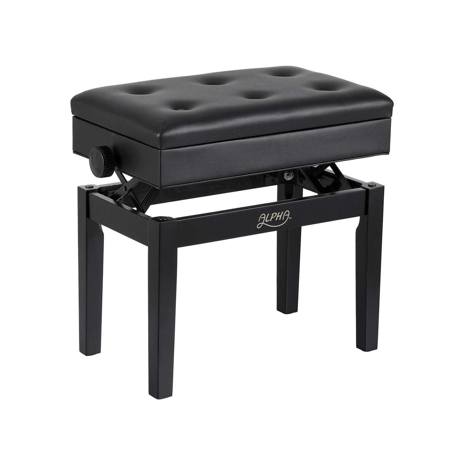 Adjustable Piano Bench Wooden Keyboard Seat Padded Music Chair Black