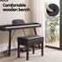 Adjustable Piano Bench Wooden Keyboard Seat Padded Music Chair Black