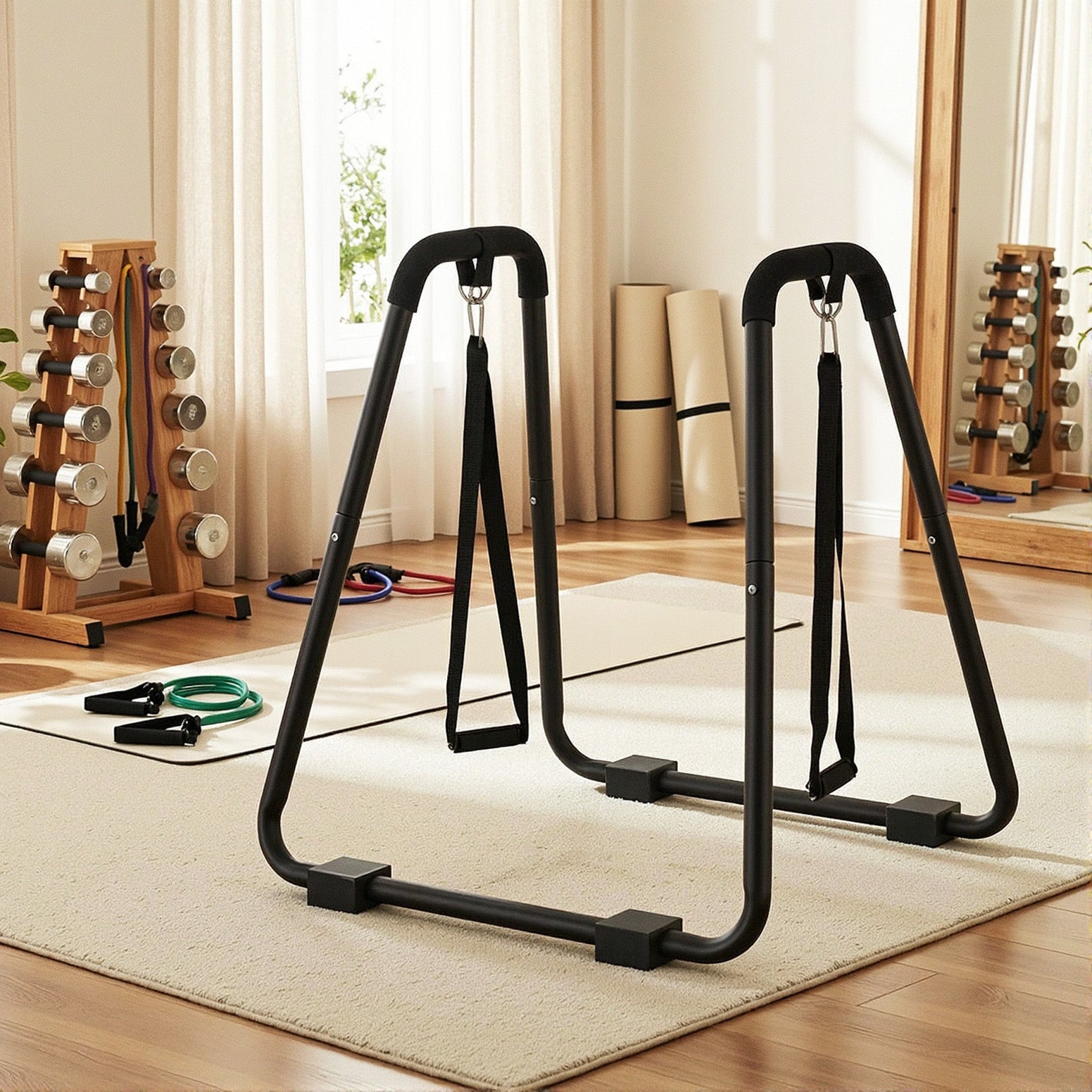Dip Station Parallel Bars Heavy Duty Home Gym Stand Calisthenics Black