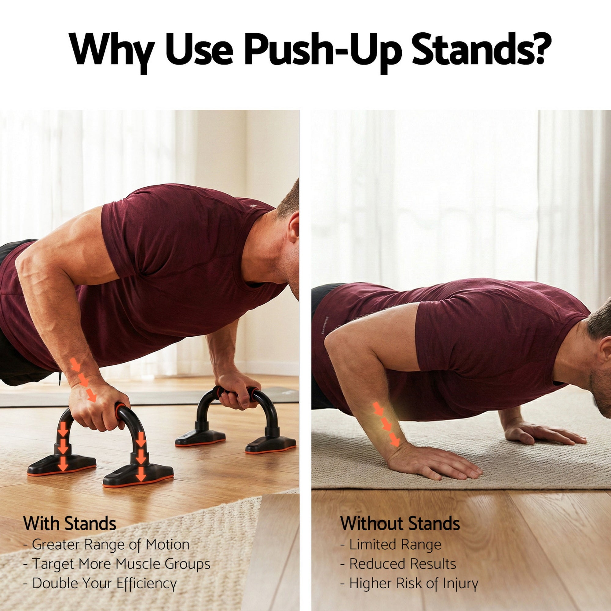 Push Up Bars Stands Parallel Handles Home Gym Fitness Strength Training