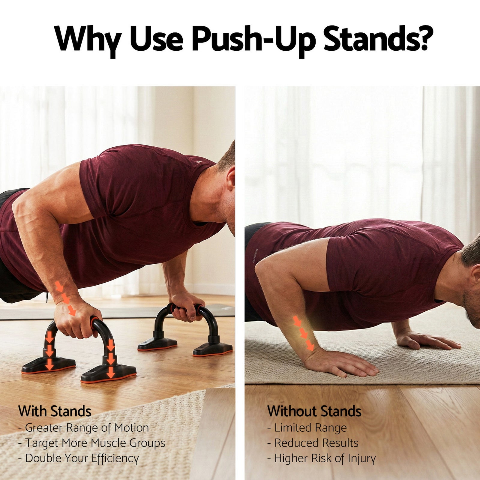 Push Up Bars Stands Parallel Handles Home Gym Fitness Strength Training