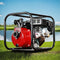Petrol Water Pump 7HP Max, 2" High Flow 4-Stroke Engine Transfer Fire Fighting Pumps Rain Tank Oil Irrigation Garden Farm Pond Outdoor Irrigations, w Hose Fittings Inlet Filter Rubber Feet Red