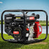 Petrol Water Pump, 2" 7HP Max High Flow Transfer Fire Fighting Pumps Rain Tank Oil Irrigation Garden Farm Pond Outdoor Irrigations, with Hose Fittings Inlet Filter Rubber Feet Black Red