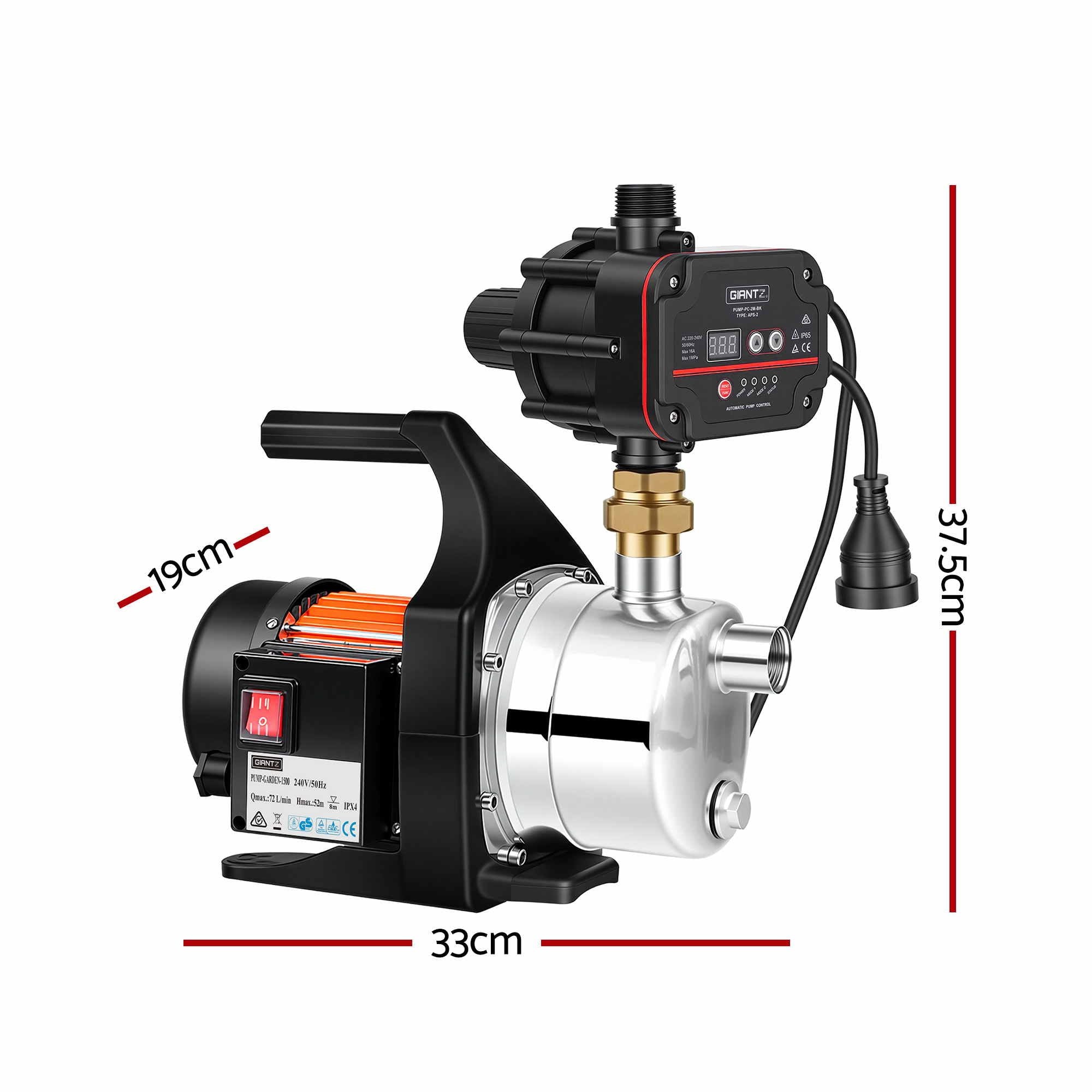 Giantz 1500W High Pressure Garden Water Pump with Auto Controller for Rain Tank