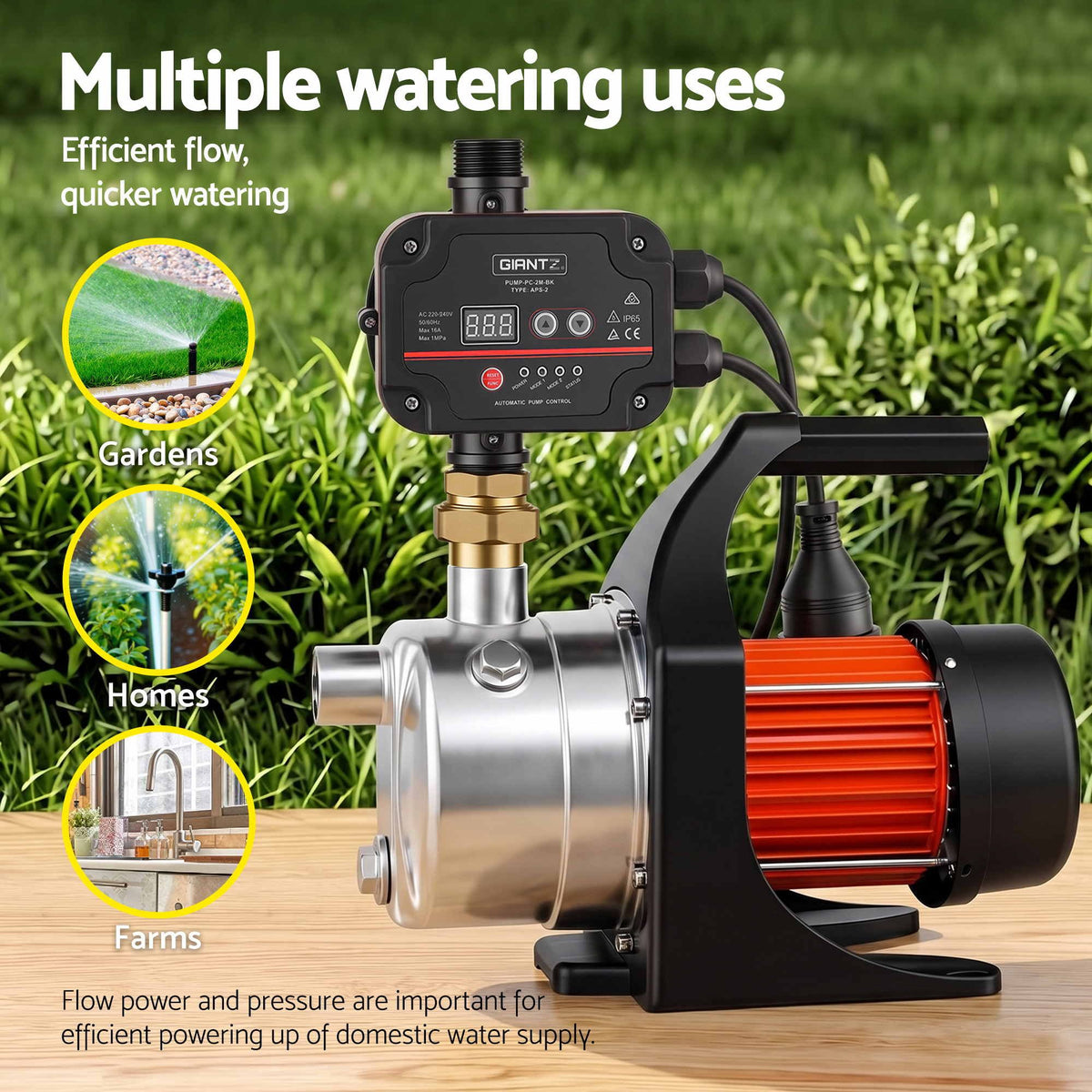 Giantz 1500W High Pressure Garden Water Pump with Auto Controller for Rain Tank