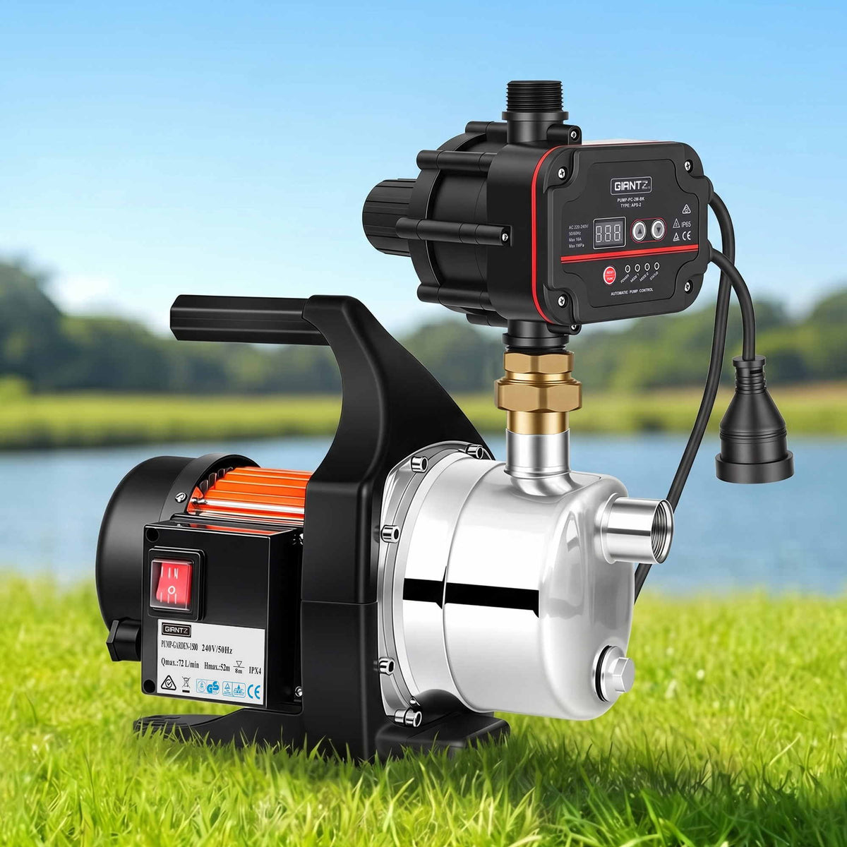 Giantz 1500W High Pressure Garden Water Pump with Auto Controller for Rain Tank