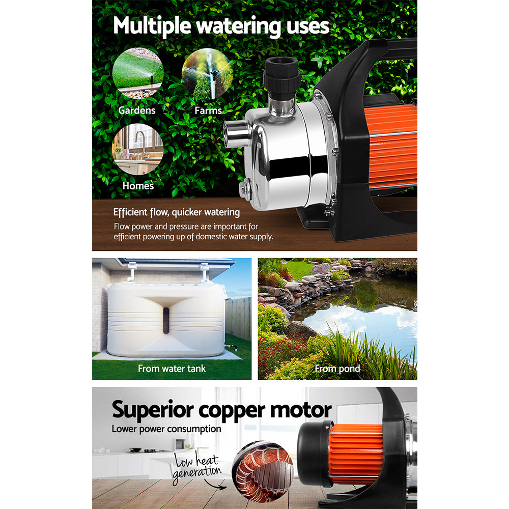 Garden Water Pump High Pressure 800W Max Tank Rain Farm Irrigation House