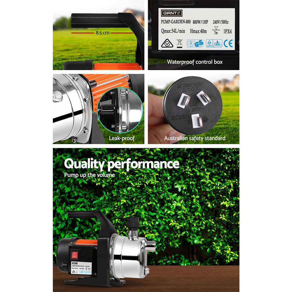 Garden Water Pump High Pressure 800W Max Tank Rain Farm Irrigation House