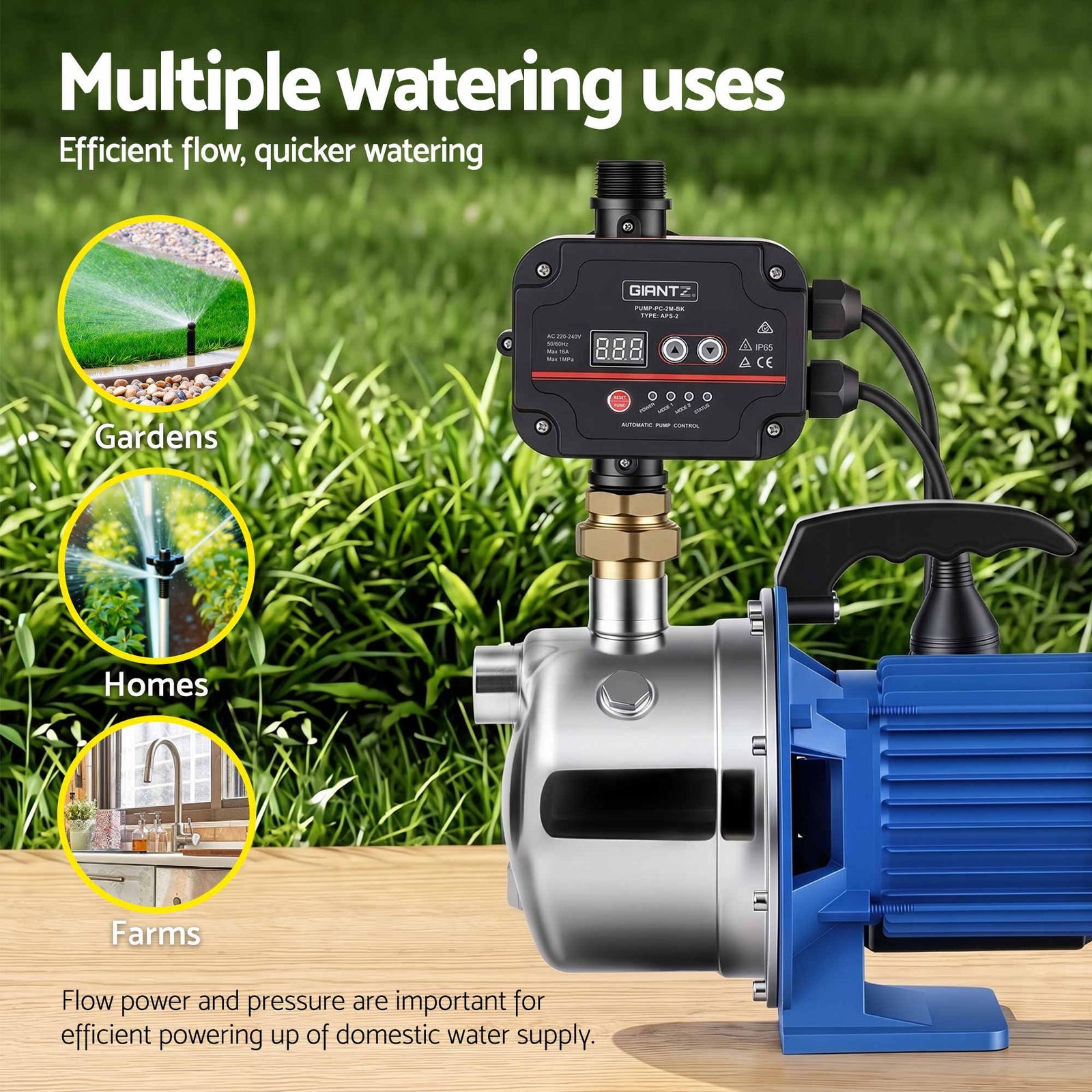 Garden Water Jet Pump Auto Controller 1100W Tank Rain Farm Irrigation