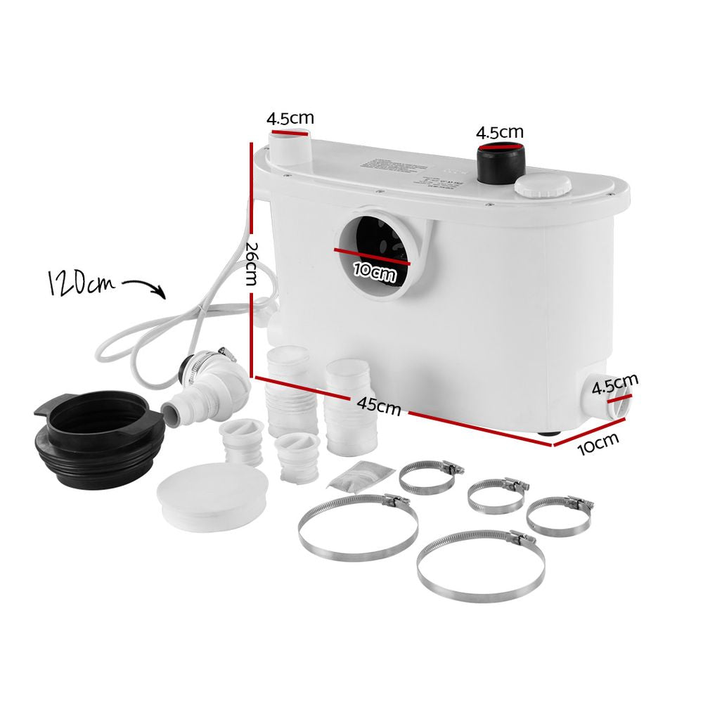 400W Macerator Pump Toilet Waste Pump 4 Inlet Bathroom Sewer System